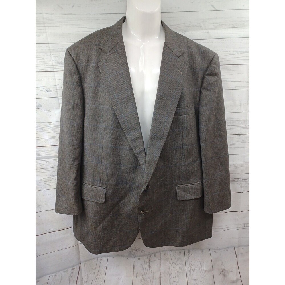 Gerald Austin Mens Blazer Windowpane Sport Coat Wool 2 Button Jacket Sz 50 Read*